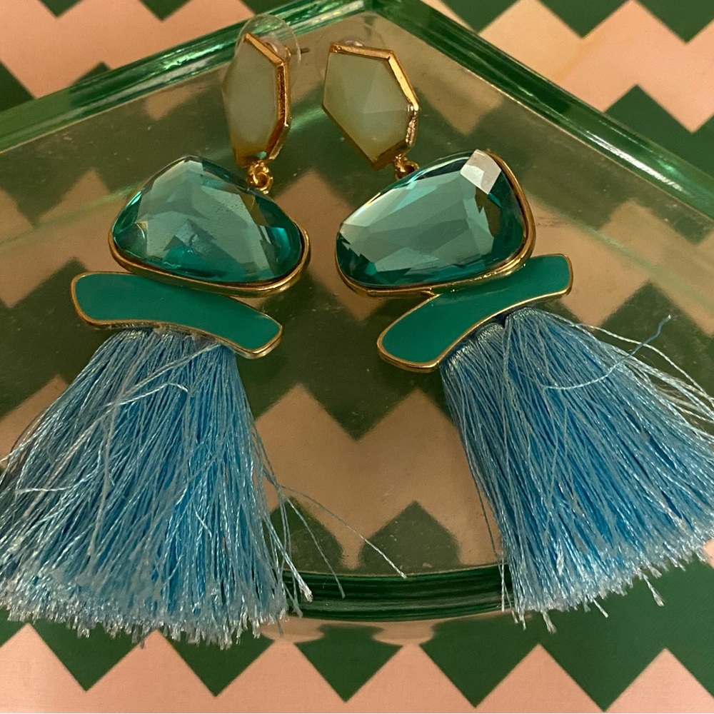 Statement earrings rhinestones with tassels